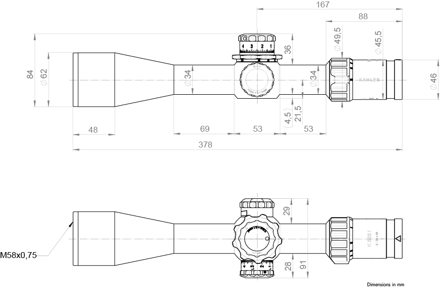Kahles K525i 5-25x56 DLR SKMR (LSW) 10852 - 1 Shot Gear