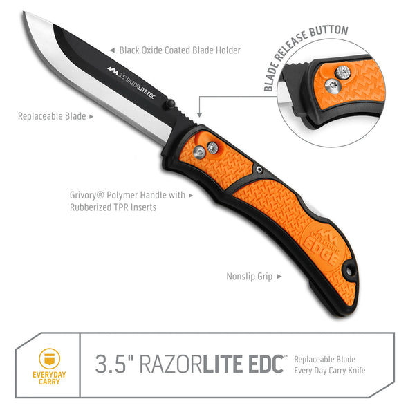 RazorLITE 3.5" EDC Replaceable Blade Carry Knife - 1 Shot Gear