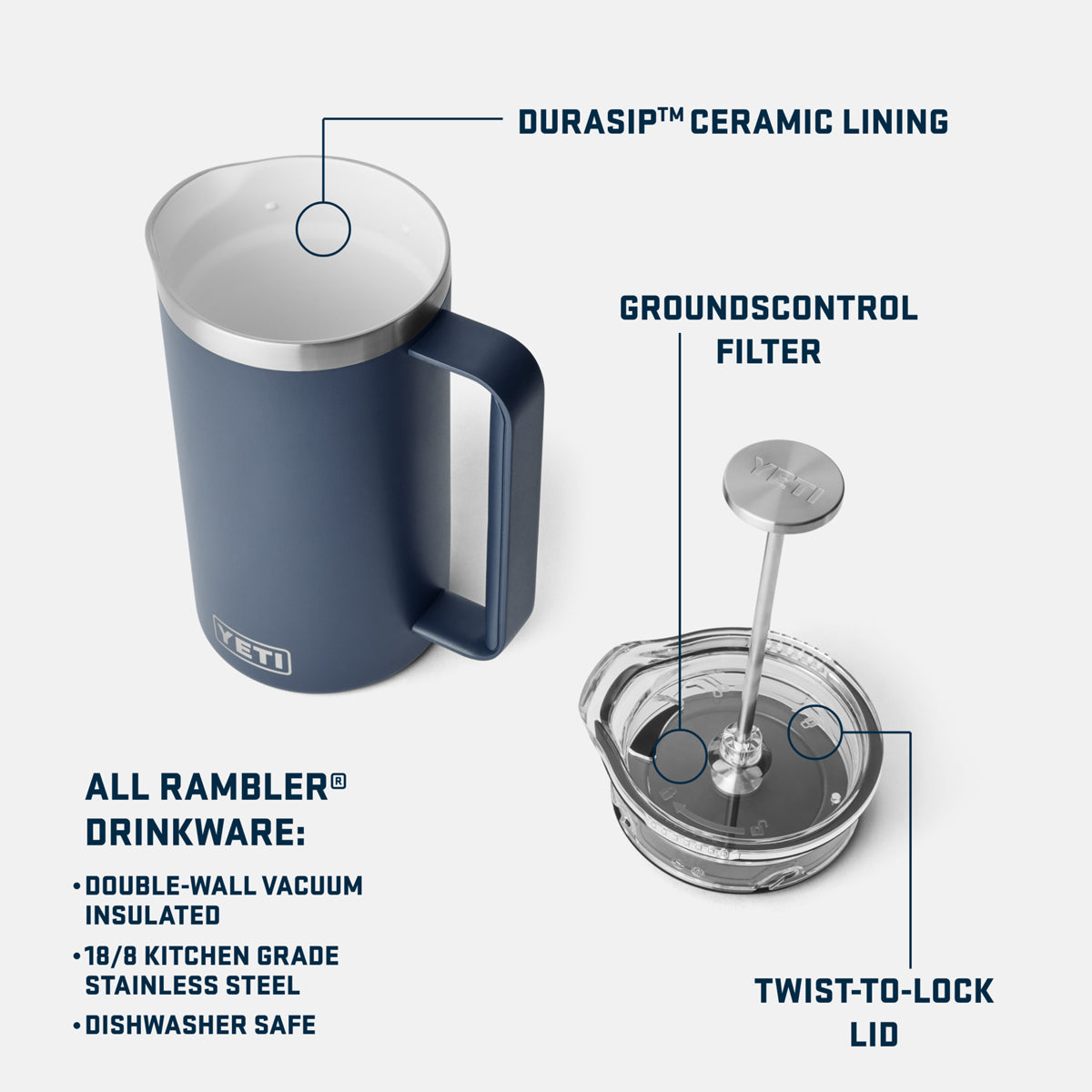 YETI Rambler 34 oz French Press - 1 Shot Gear