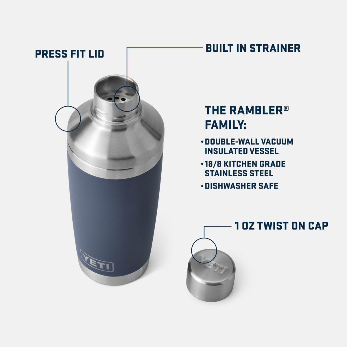 YETI Rambler 20 oz Cocktail Shaker - 1 Shot Gear