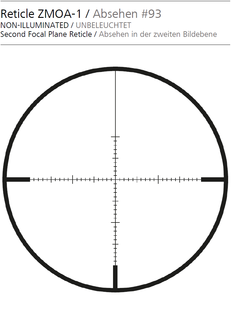 ZEISS CONQUEST V6 5-30x50 ZMOA-1 Reticle (#93) - Ext. Elev Turret - .25 MOA - Adj. Parallax