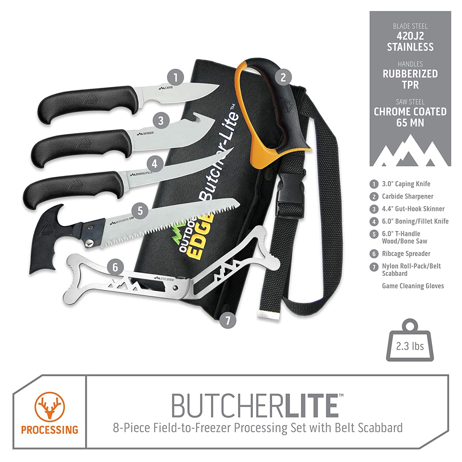 ButcherLite, 8-Piece Portable Field Butcher Kit