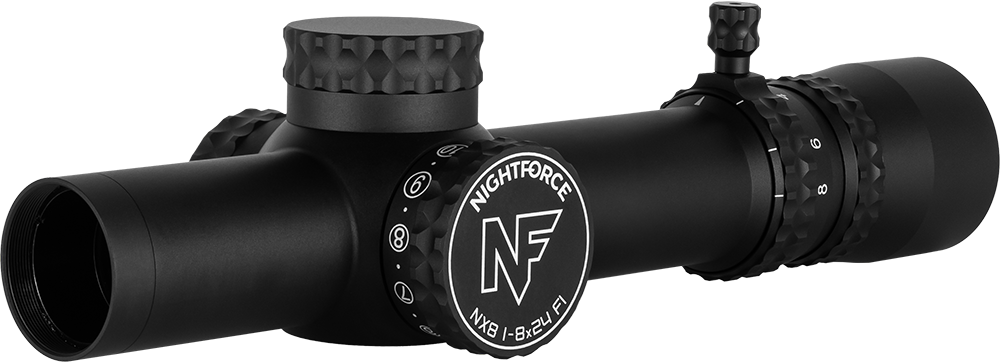 NX8 1-8X24 F1 - Capped E/W - .2 Mil-Radian - PTL - FC-DMX Black