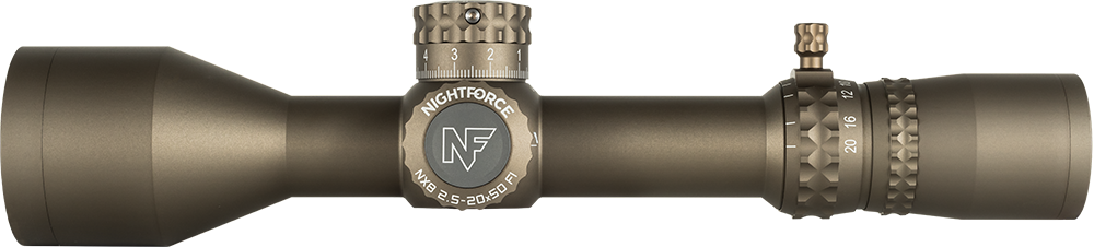 NX8 2.5-20X50 F1 - ZeroStop™ - .1 Mil-Radian - DigIllum™ - PTL - Mil-XT™ Dark Earth C665 - 1 Shot Gear