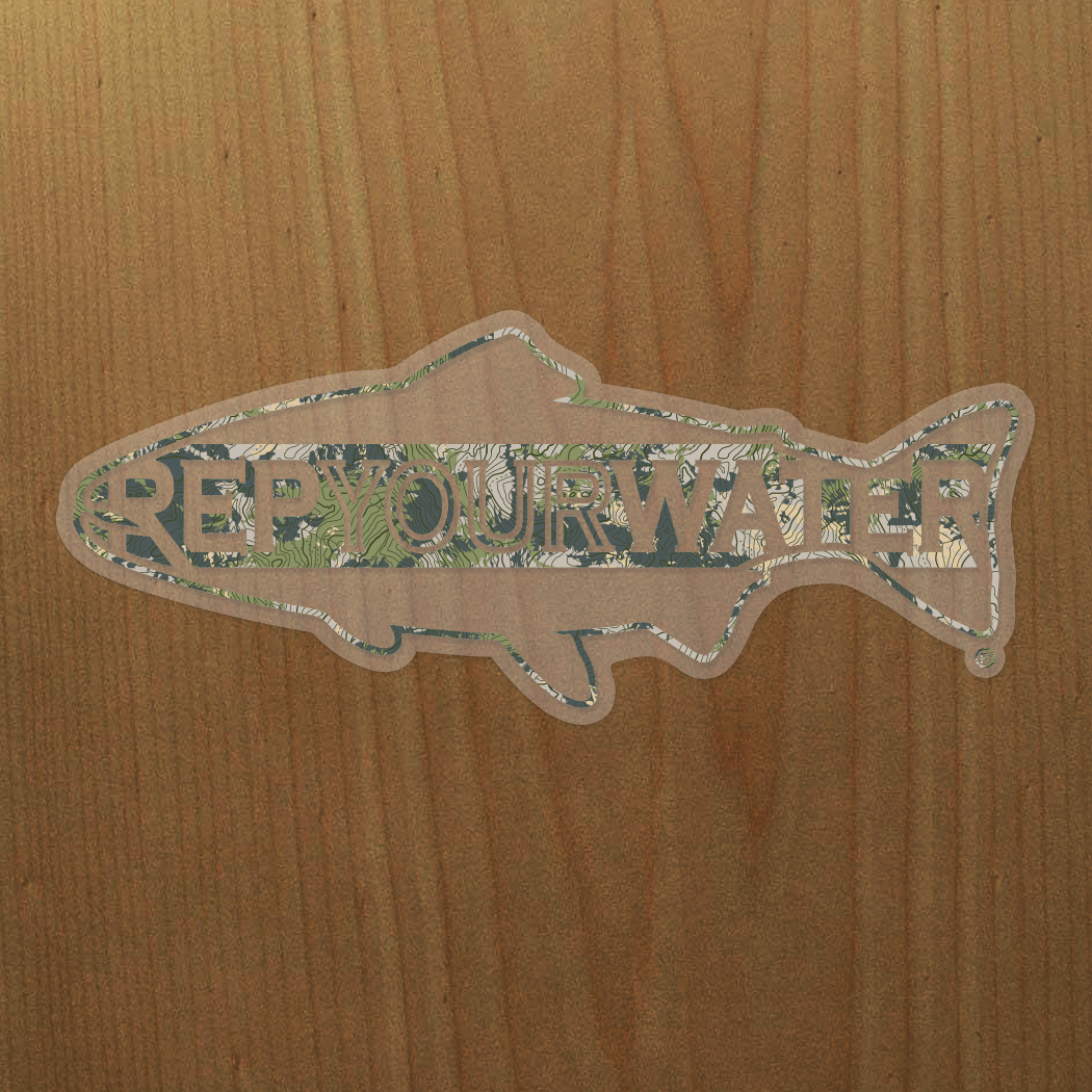 RepYourWater Topo Camo XL Sticker - 1 Shot Gear